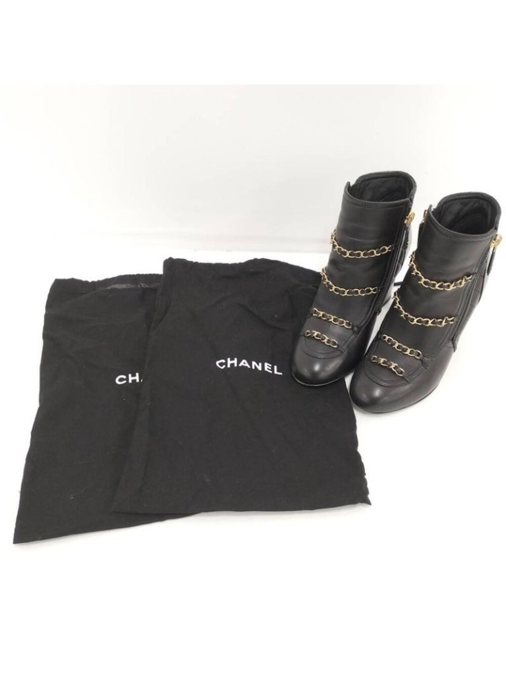 Chanel Chain Ankle Boots Leather Black Size 35 - Picture 11 of 11